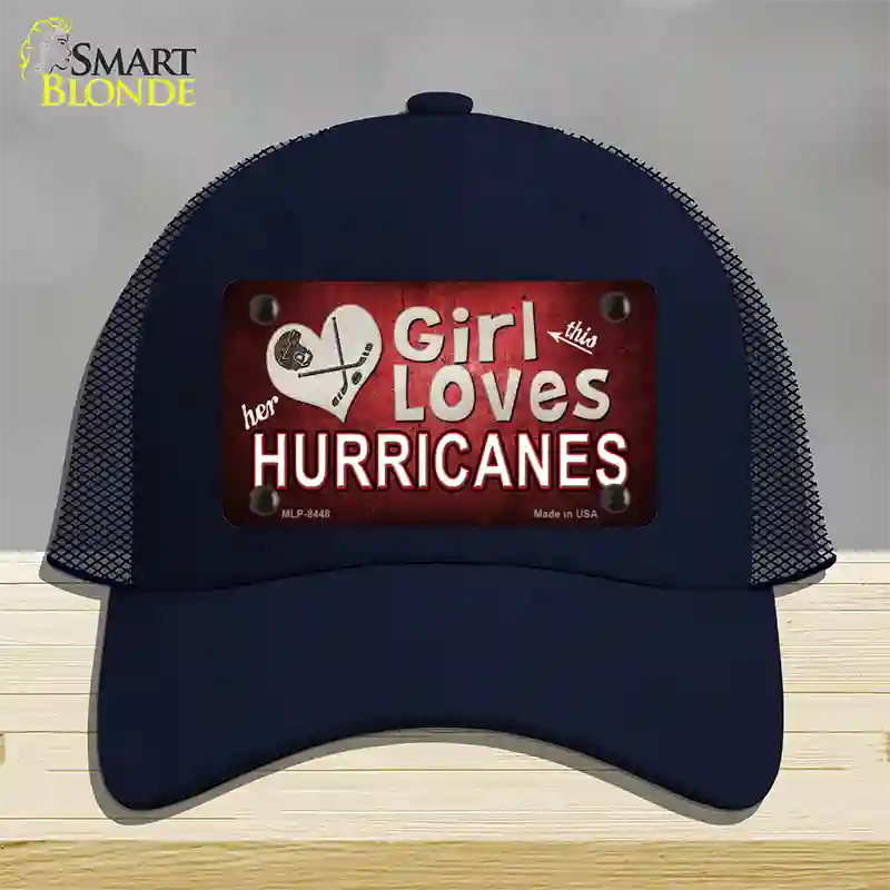 This Girl Loves Her Hurricanes Novelty License Plate Hat Mesh / Navy