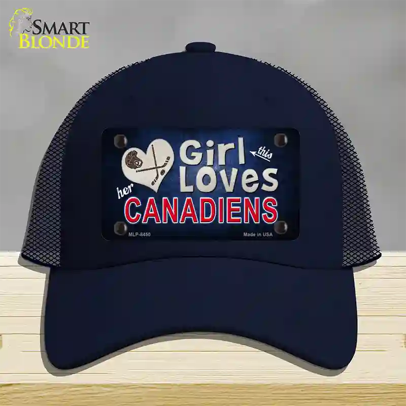 This Girl Loves Her Canadiens Novelty License Plate Hat Mesh / Navy