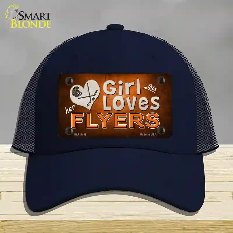 This Girl Loves Her Flyers Novelty License Plate Hat Mesh / Navy