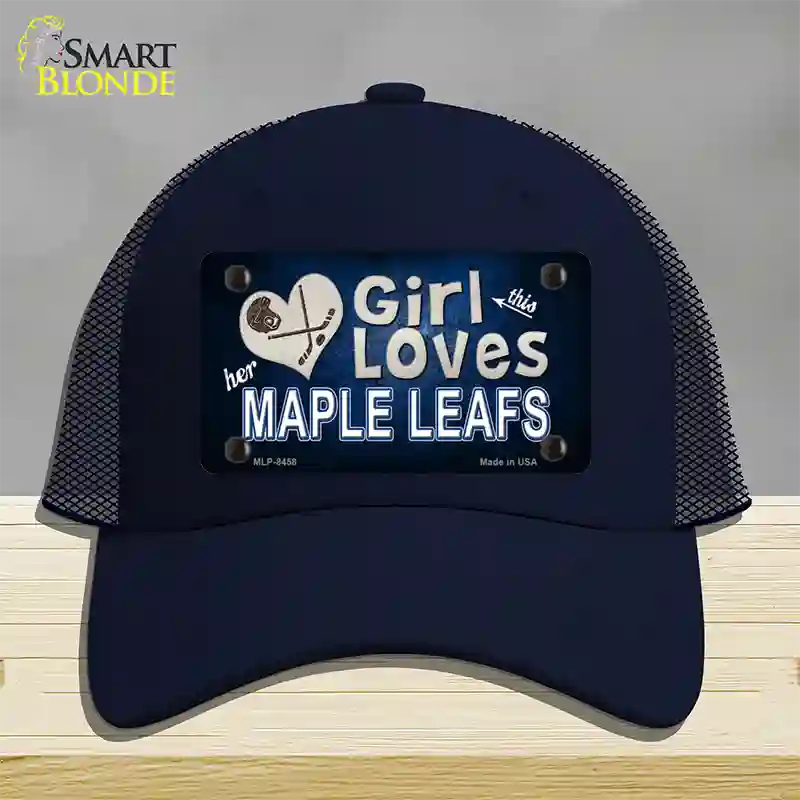 This Girl Loves Her Maple Leafs Novelty License Plate Hat Mesh / Navy