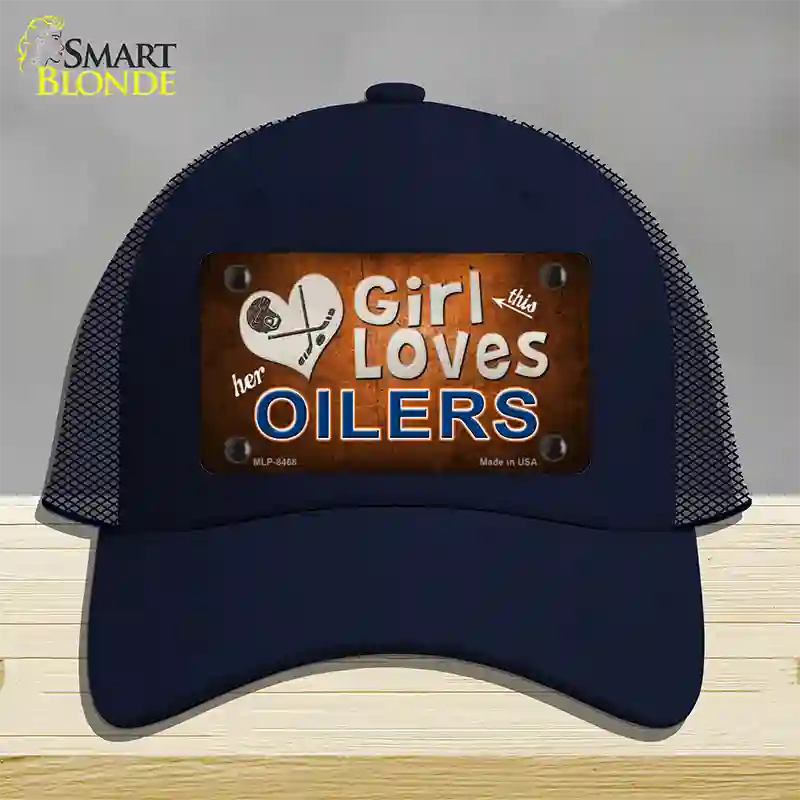 This Girl Loves Her Oilers Novelty License Plate Hat Mesh / Navy