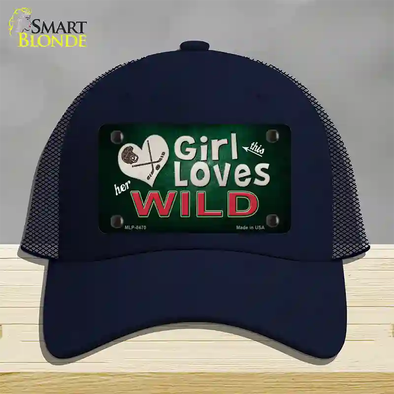 This Girl Loves Her Wild Novelty License Plate Hat Mesh / Navy