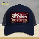 This Girl Loves Her Coyotes Novelty License Plate Hat Mesh / Navy