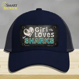 This Girl Loves Her Sharks Novelty License Plate Hat Mesh / Navy