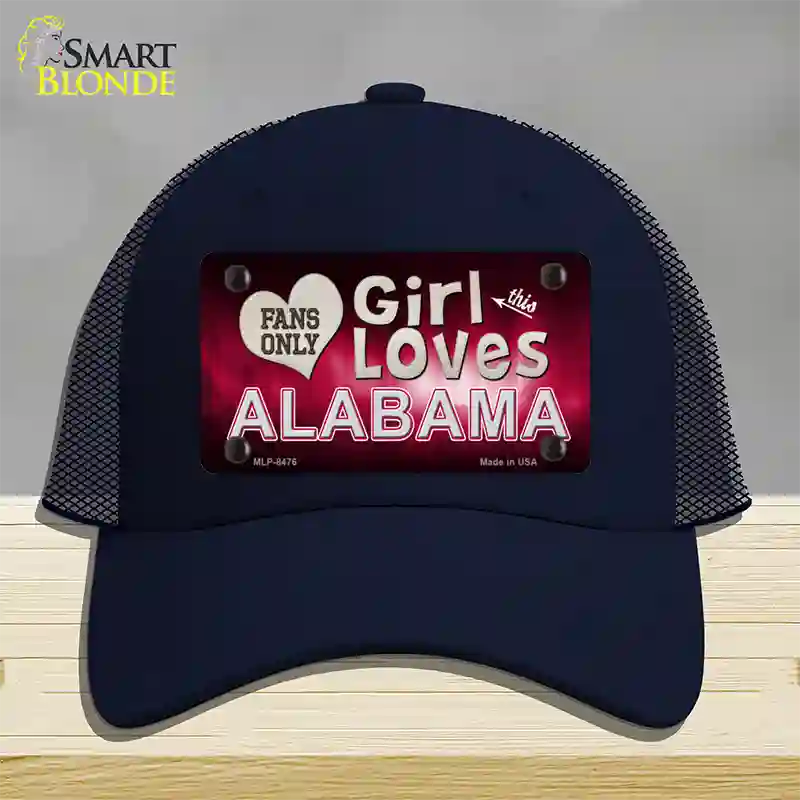 This Girl Loves Alabama Novelty License Plate Hat Mesh / Navy