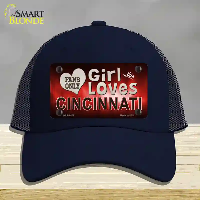 This Girl Loves Cincinnati Novelty License Plate Hat Mesh / Navy