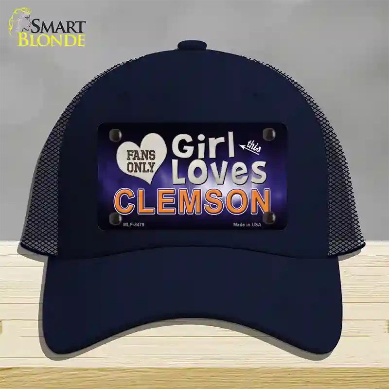 This Girl Loves Clemson Novelty License Plate Hat Mesh / Navy