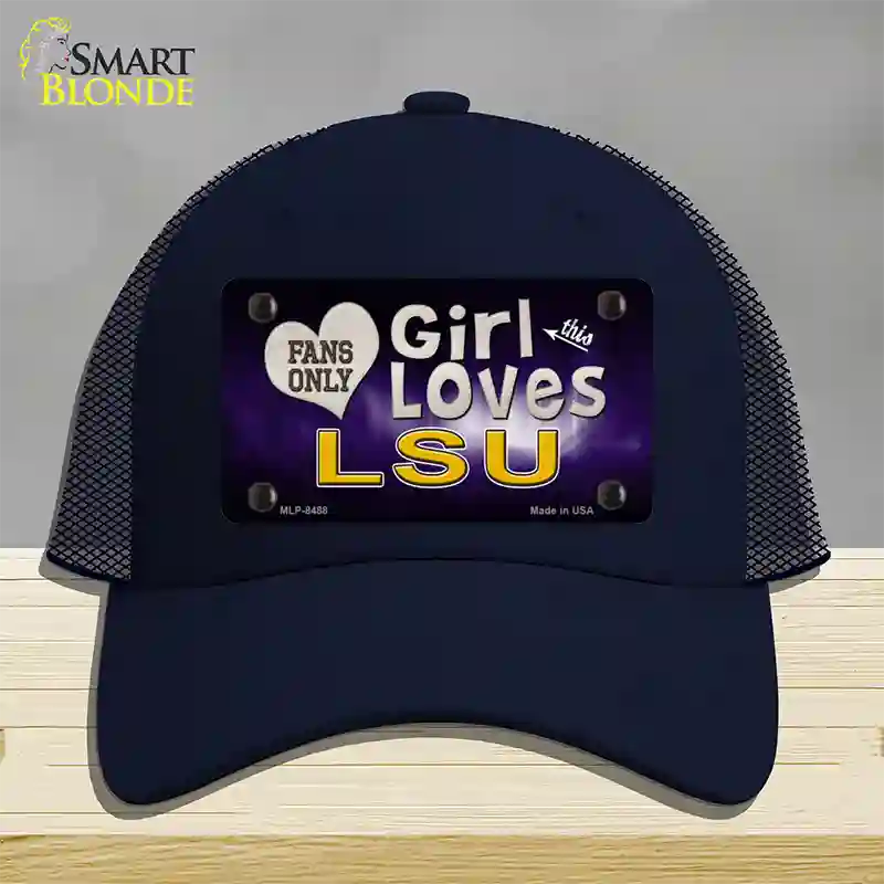 This Girl Loves LSU Novelty License Plate Hat Mesh / Navy