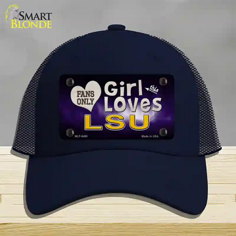 This Girl Loves LSU Novelty License Plate Hat Mesh / Navy