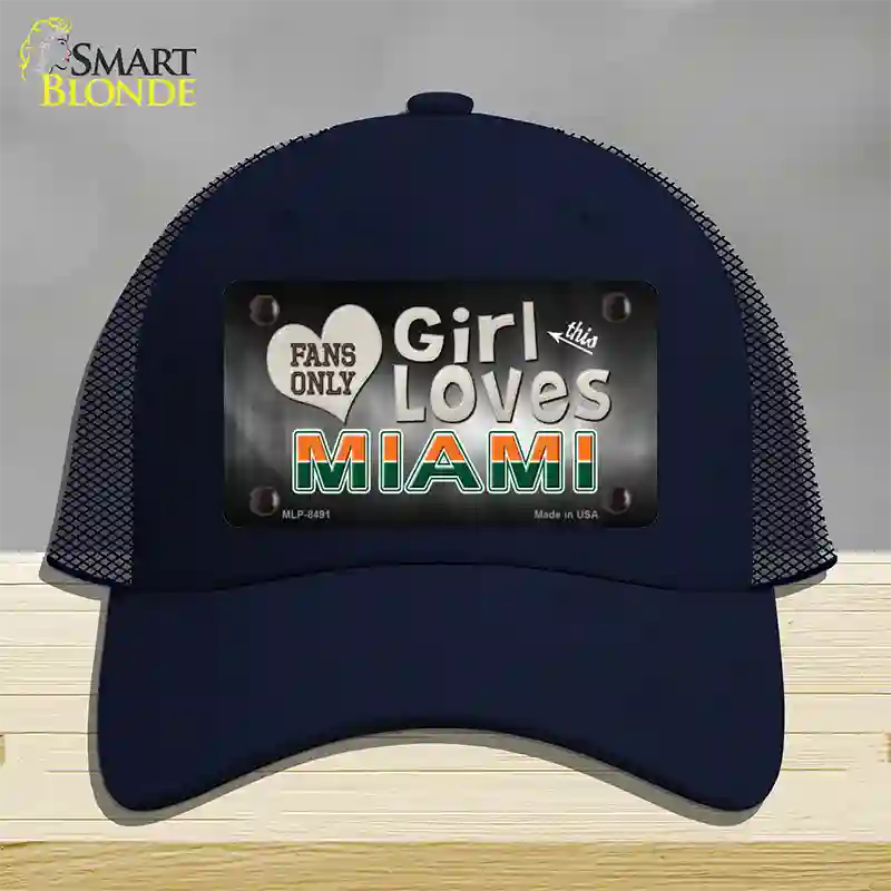 This Girl Loves Miami Novelty License Plate Hat Mesh / Navy