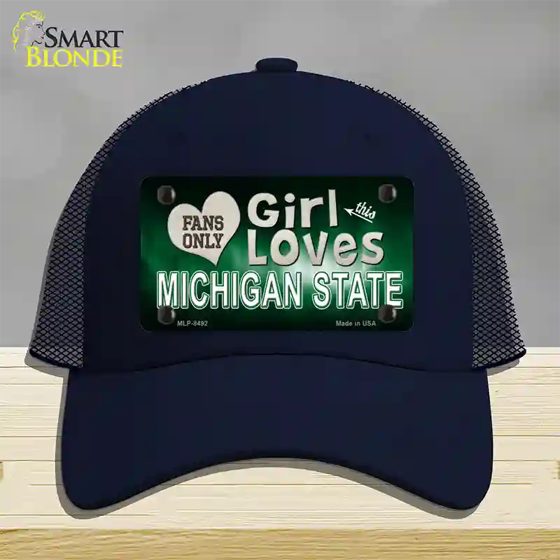 This Girl Loves Michigan State Novelty License Plate Hat Mesh / Navy