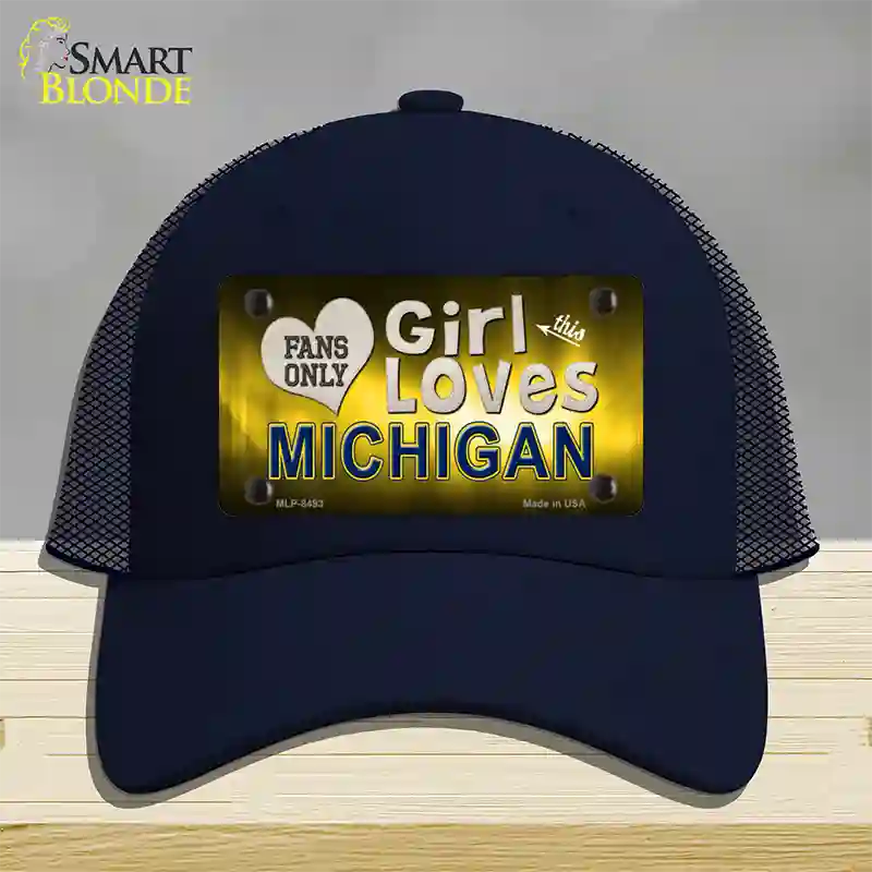 This Girl Loves Michigan Novelty License Plate Hat Mesh / Navy