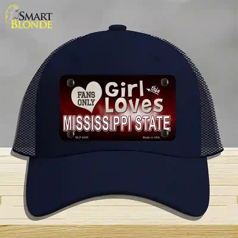 This Girl Loves Mississippi State Novelty License Plate Hat Mesh / Navy