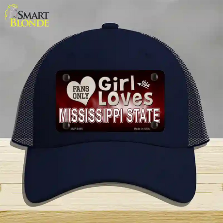 This Girl Loves Mississippi State Novelty License Plate Hat Mesh / Navy