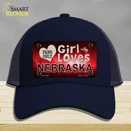 This Girl Loves Nebraska Novelty License Plate Hat Mesh / Navy