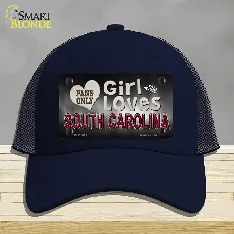 This Girl Loves South Carolina Novelty License Plate Hat Mesh / Navy