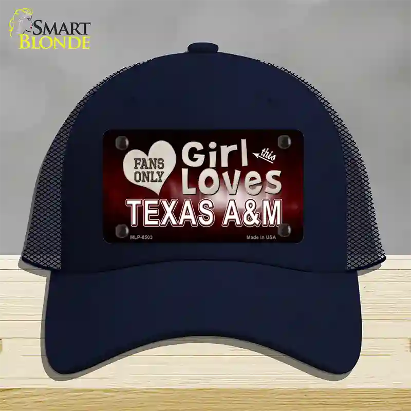 This Girl Loves Texas A&M Novelty License Plate Hat Mesh / Navy