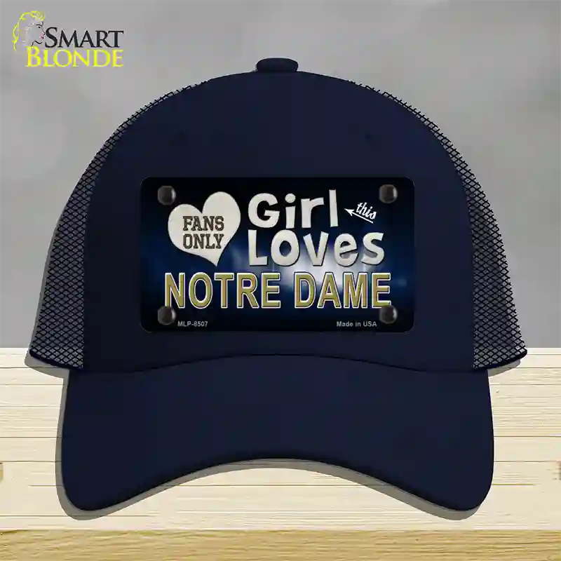 This Girl Loves Notre Dame Novelty License Plate Hat Mesh / Navy