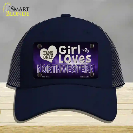 This Girl Loves Northwestern Novelty License Plate Hat Mesh / Navy