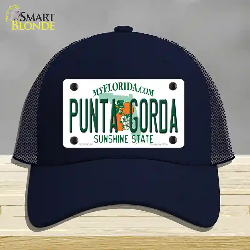 Punta Gorda Florida Novelty License Plate Hat Mesh / Navy