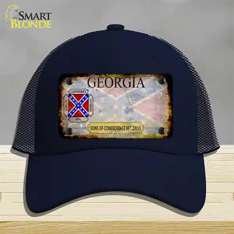 Georgia Rusty State Novelty License Plate Hat Mesh / Navy