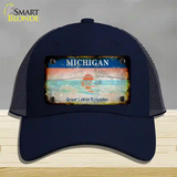 Michigan Rusty State Novelty License Plate Hat Mesh / Navy