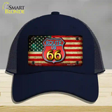 American Route 66 Neon Novelty License Plate Hat Mesh / Navy