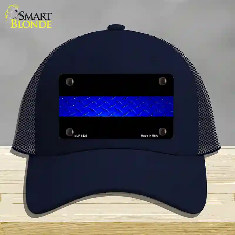 Police Diamond Thin Blue Line Novelty License Plate Hat Mesh / Navy