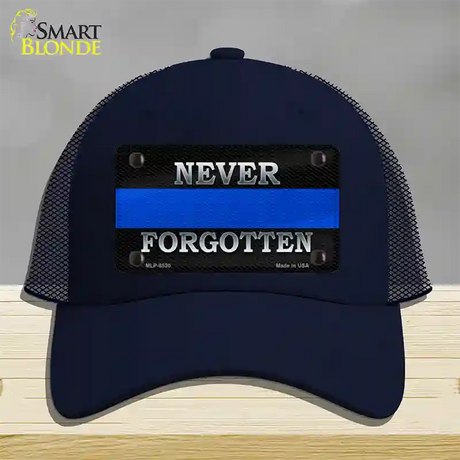 Never Forgotten Thin Blue Line Novelty License Plate Hat Mesh / Navy