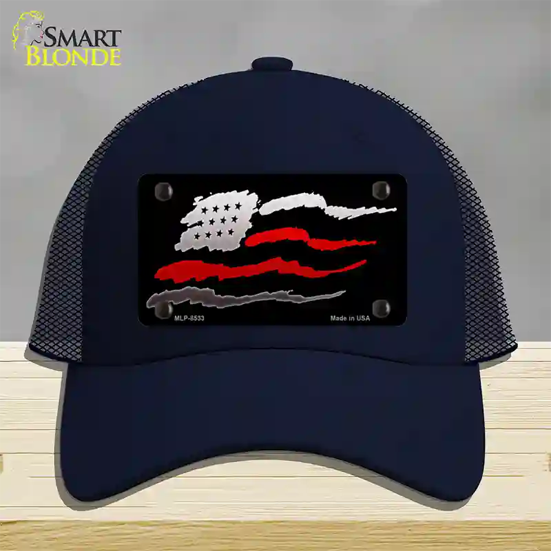 Thin Red Line Flag Novelty License Plate Hat Mesh / Navy