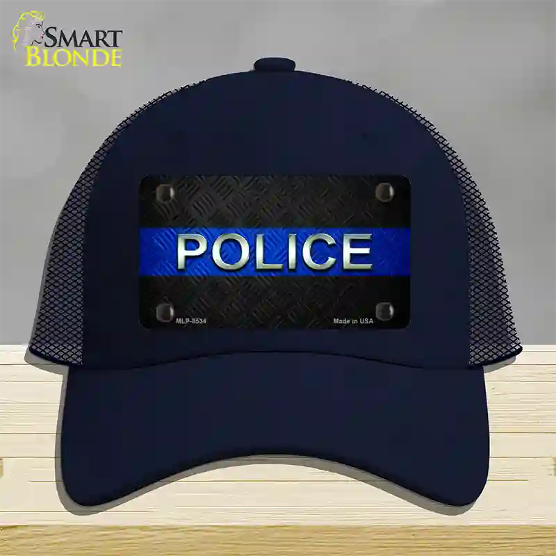 Police Thin Blue Line Novelty License Plate Hat Mesh / Navy