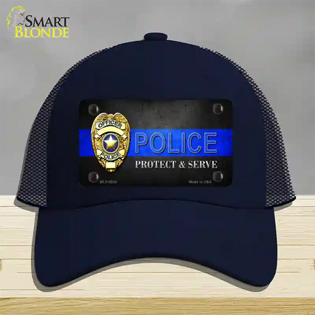 Police Badge Thin Blue Line Novelty License Plate Hat Mesh / Navy