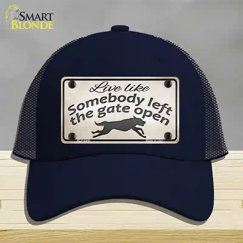 Gate Open Novelty License Plate Hat Mesh / Navy