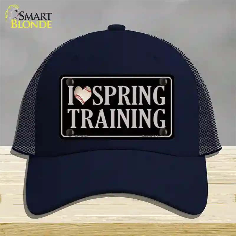 I Love Spring Training Novelty License Plate Hat Mesh / Navy