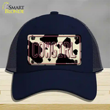 Cowgirl Cow Novelty License Plate Hat Mesh / Navy