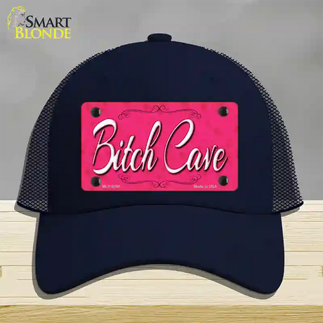 Bitch Cave Novelty License Plate Hat Mesh / Navy