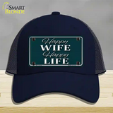 Happy Wife Happy Life Novelty License Plate Hat Mesh / Navy