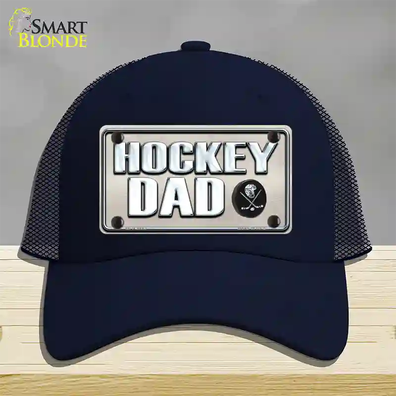 Hockey Dad Novelty License Plate Hat Mesh / Navy