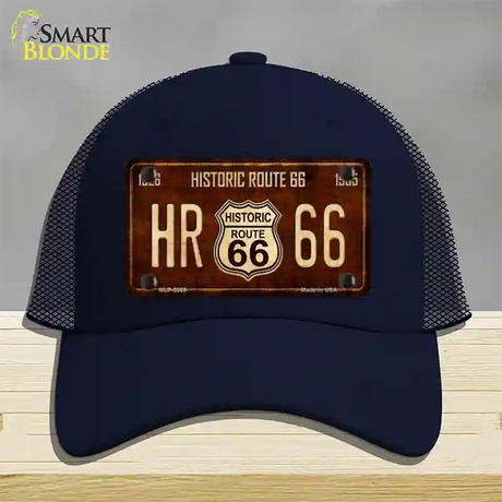 Historic Route 66 Vintage Novelty License Plate Hat Mesh / Navy