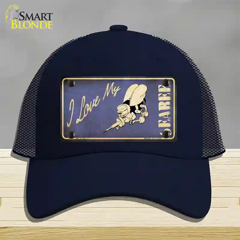 I Love My Seabee Novelty License Plate Hat Mesh / Navy