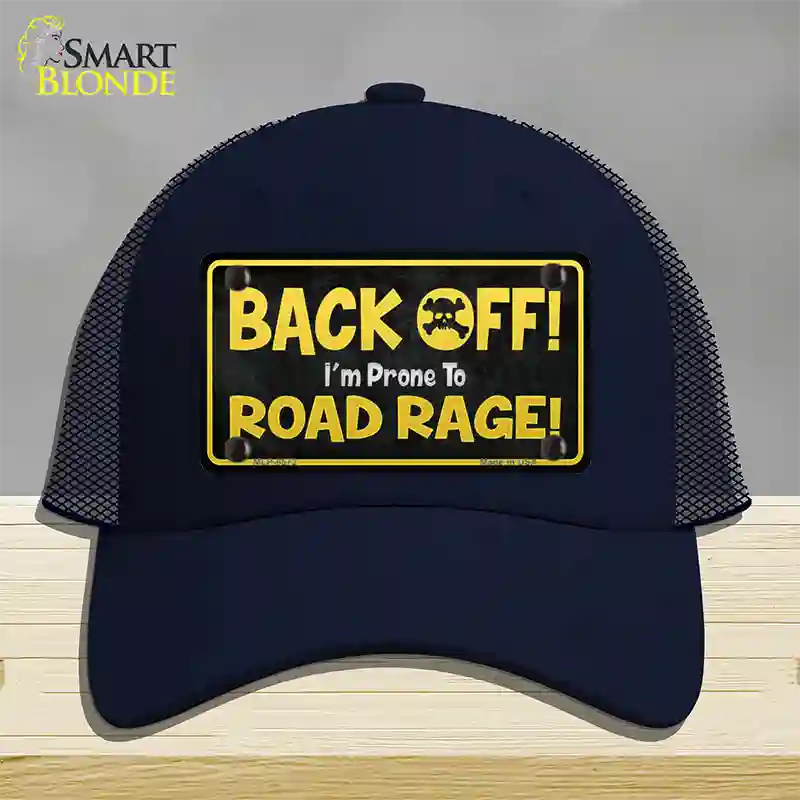 Back Off Road Rage Novelty License Plate Hat Mesh / Navy