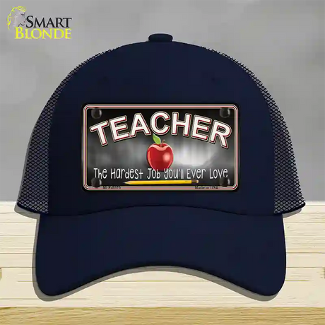 Teacher Novelty License Plate Hat Mesh / Navy