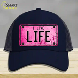 I Love Life Novelty License Plate Hat Mesh / Navy