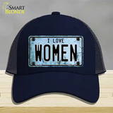 I Love Women Novelty License Plate Hat Mesh / Navy