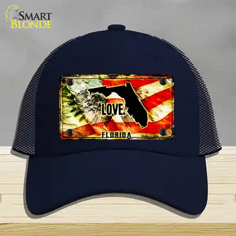 Florida Love Novelty License Plate Hat Mesh / Navy