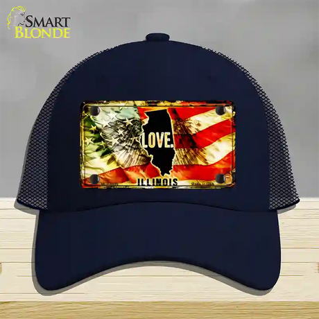 Illinois Love Novelty License Plate Hat Mesh / Navy