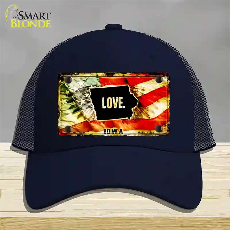 Iowa Love Novelty License Plate Hat Mesh / Navy