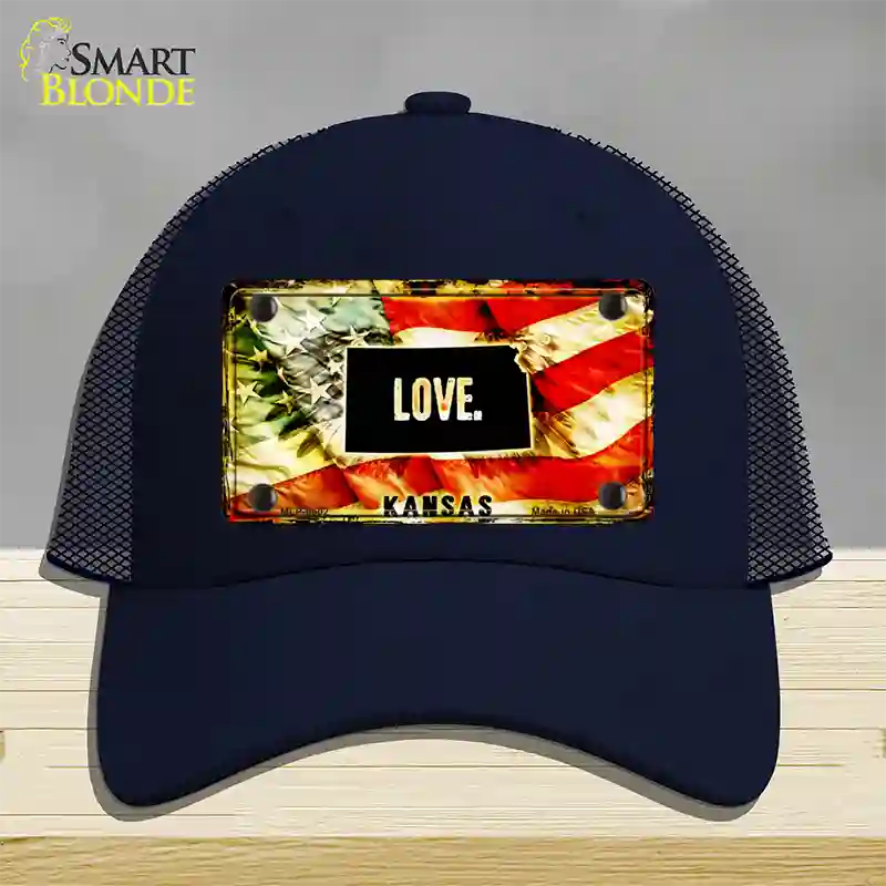 Kansas Love Novelty License Plate Hat Mesh / Navy