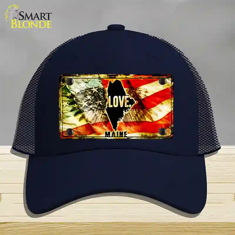 Maine Love Novelty License Plate Hat Mesh / Navy