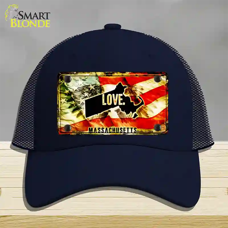 Massachusetts Love Novelty License Plate Hat Mesh / Navy